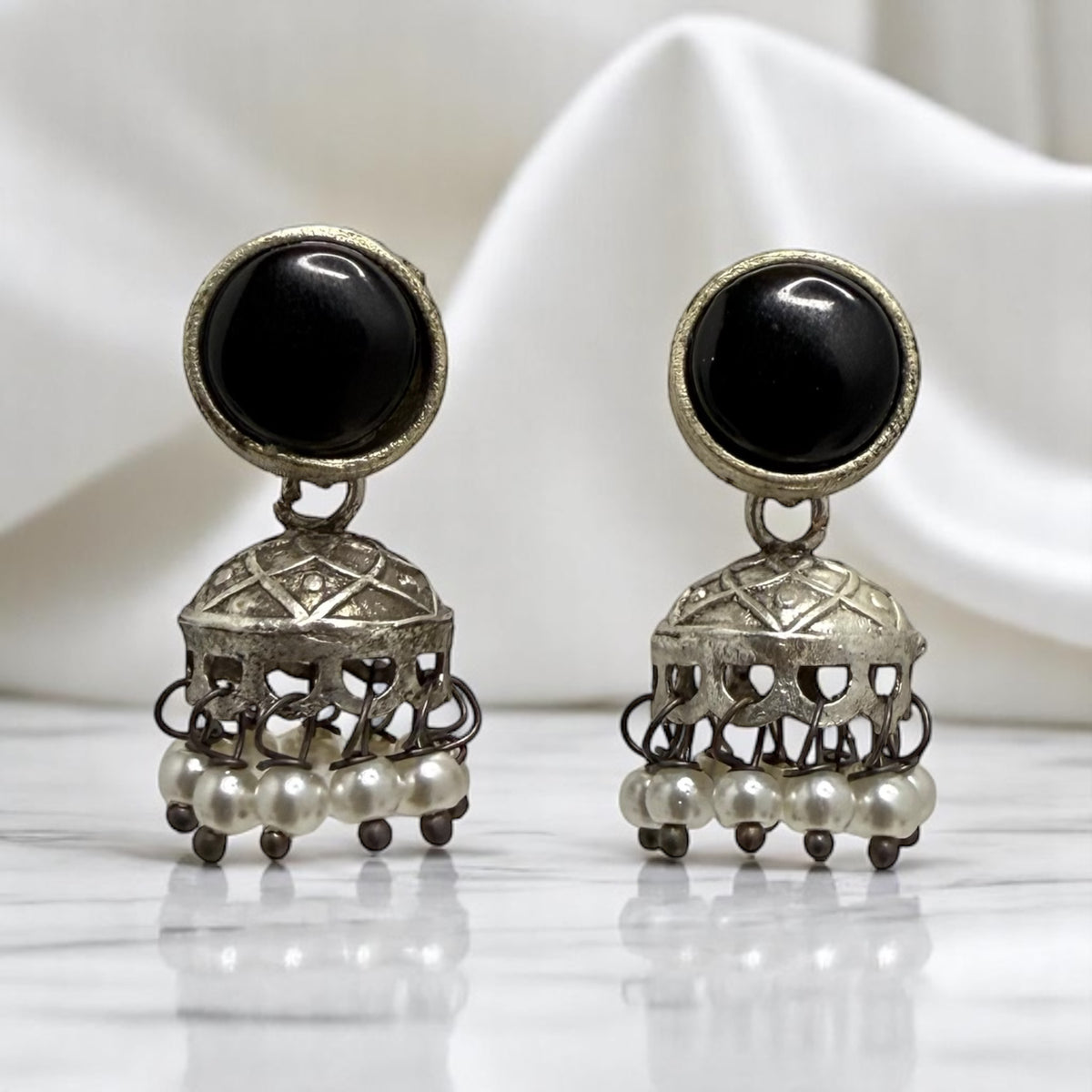 Sanvi Jhumka - MANKAA Black Earrings