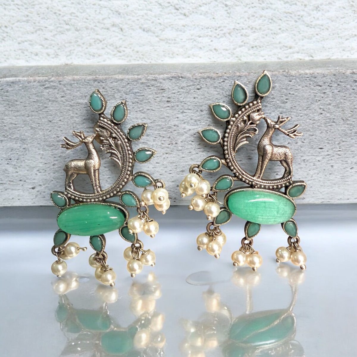 Hiranya Studs Earrings - MANKAA Mint Earrings