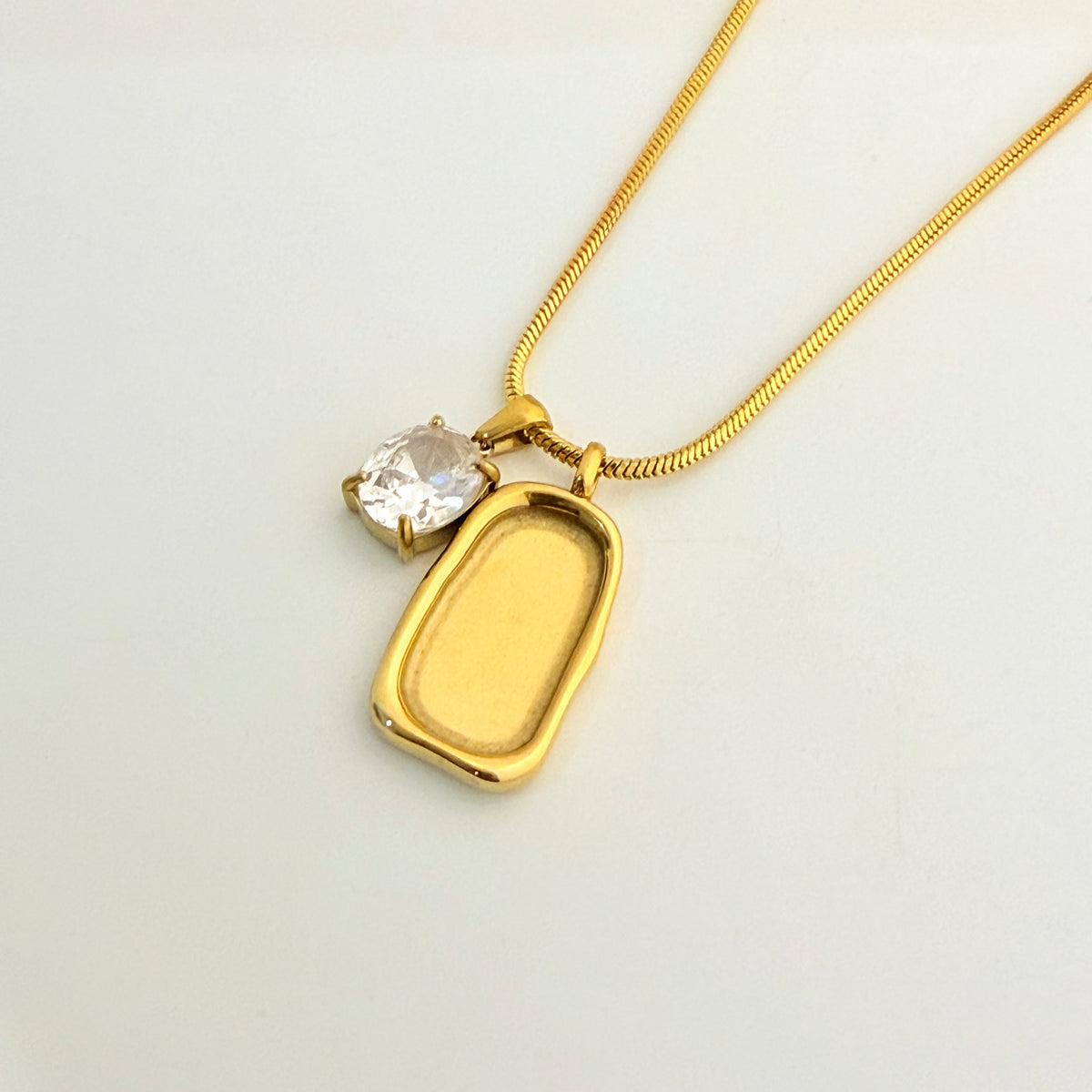 Stone Charm Long Necklace - MANKAA Default Title Chain