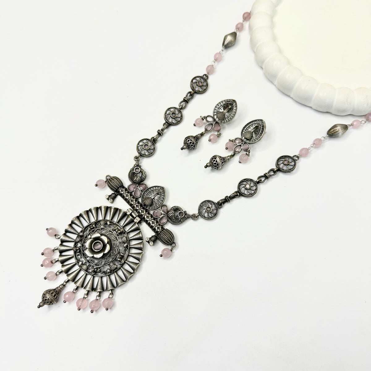 Suryakant Necklace Set - MANKAA Pink Necklace set