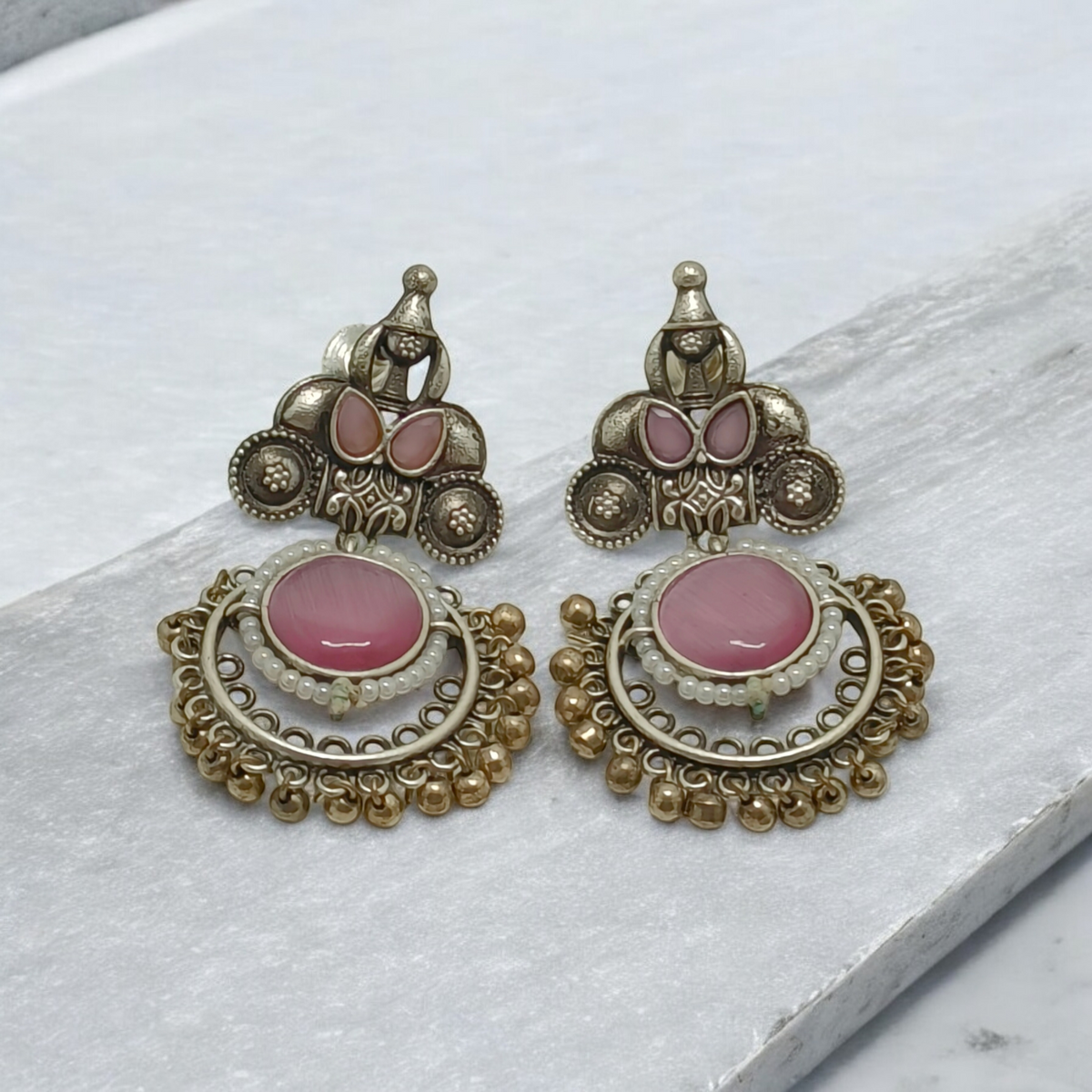 Devangana Pink Danglers - MANKAA Default Title Earring