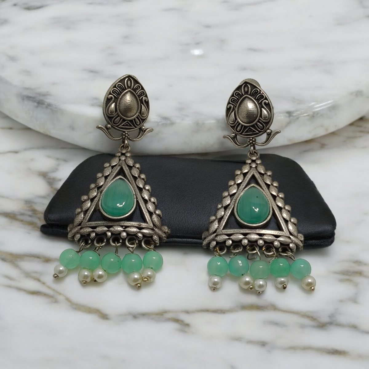 Varya Mint Danglers - MANKAA Default Title Earrings