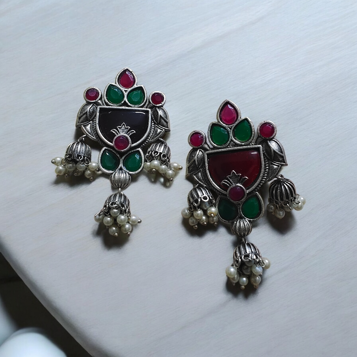 Vahini Ruby and Emerald Danglers - MANKAA Default Title Earrings