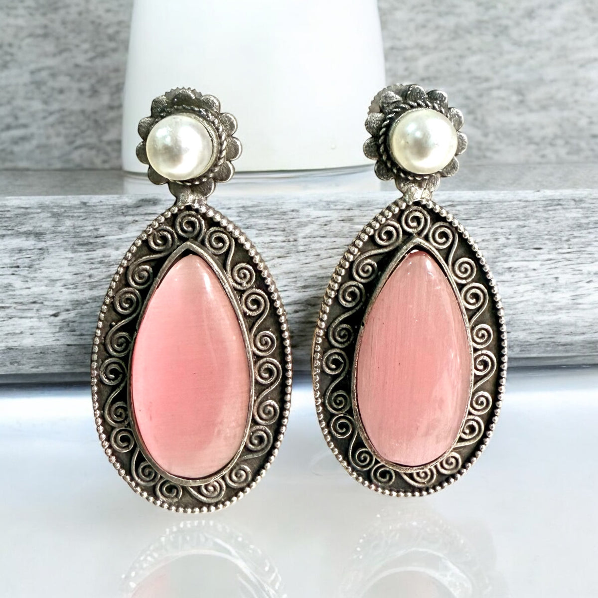 Medini Stud Earrings - MANKAA Pink Earrings