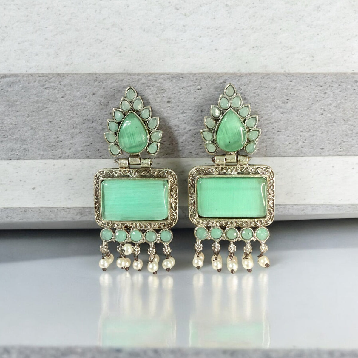 Chahana Danglers Mint Earring - MANKAA Default Title Earrings